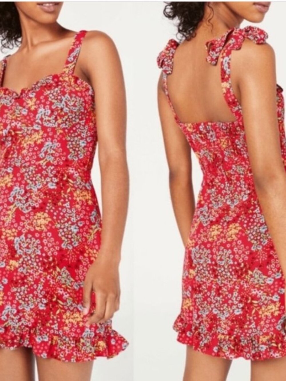 NWT B Darlin Juniors' Floral-Print Ruffled Dress Red - size 9/10